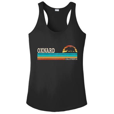 Oxnard California State Bear Retro Sunset Ladies PosiCharge Competitor Racerback Tank