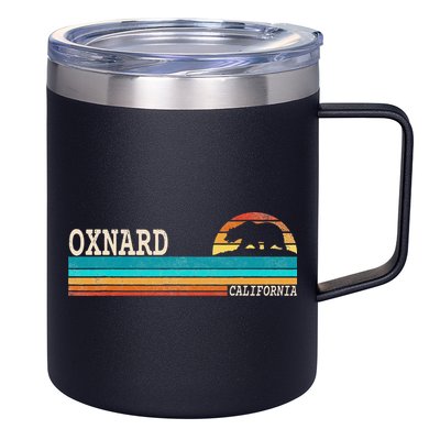Oxnard California State Bear Retro Sunset 12oz Stainless Steel Coffee Mug
