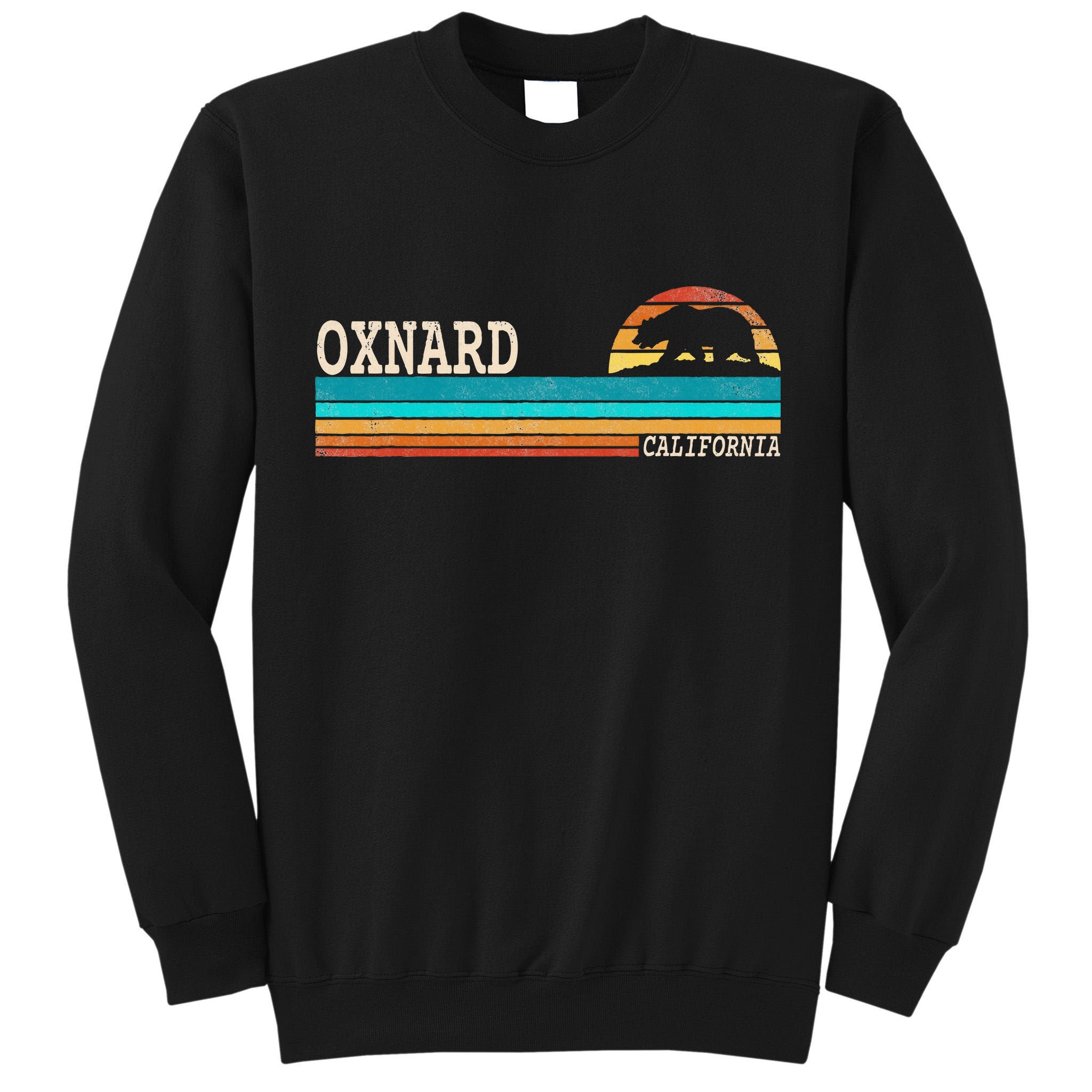Oxnard California State Bear Retro Sunset Tall Sweatshirt