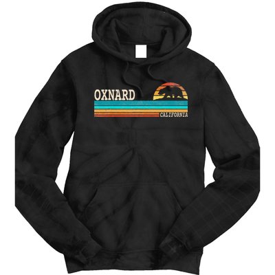Oxnard California State Bear Retro Sunset Tie Dye Hoodie