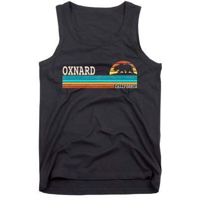 Oxnard California State Bear Retro Sunset Tank Top