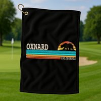 Oxnard California State Bear Retro Sunset Golf Towel