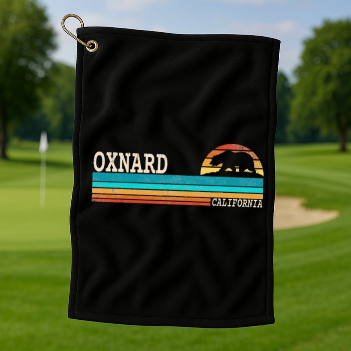Oxnard California State Bear Retro Sunset Golf Towel