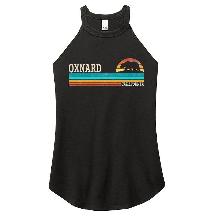 Oxnard California State Bear Retro Sunset Women's Perfect Tri Rocker Tank