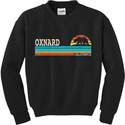Oxnard California State Bear Retro Sunset Kids Sweatshirt