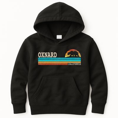 Oxnard California State Bear Retro Sunset Kids Hoodie