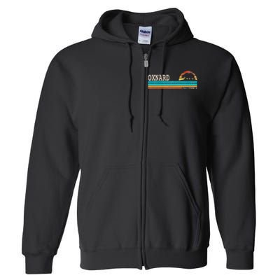 Oxnard California State Bear Retro Sunset Full Zip Hoodie