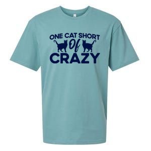 One Cat Short Of Crazy Cat Lover Sayings Kitten Quotes Funny Sueded Cloud Jersey T-Shirt