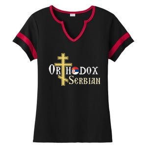 Orthodox Cross Symbol Serbian Christian Ladies Halftime Notch Neck Tee