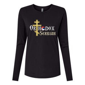 Orthodox Cross Symbol Serbian Christian Womens Cotton Relaxed Long Sleeve T-Shirt