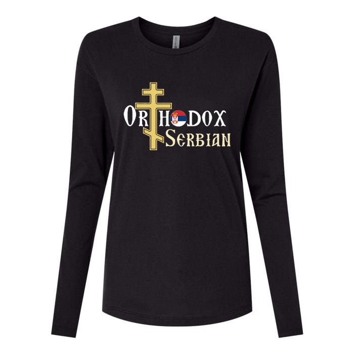 Orthodox Cross Symbol Serbian Christian Womens Cotton Relaxed Long Sleeve T-Shirt