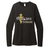 Orthodox Cross Symbol Serbian Christian Womens CVC Long Sleeve Shirt