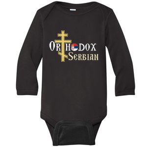 Orthodox Cross Symbol Serbian Christian Baby Long Sleeve Bodysuit