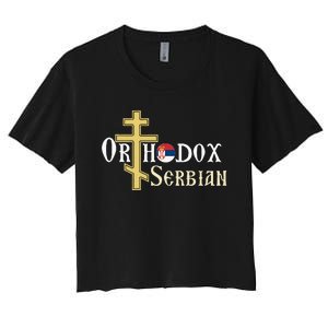 Orthodox Cross Symbol Serbian Christian Women's Crop Top Tee