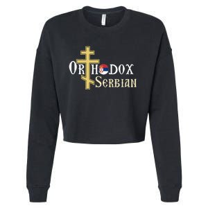 Orthodox Cross Symbol Serbian Christian Cropped Pullover Crew