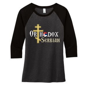 Orthodox Cross Symbol Serbian Christian Women's Tri-Blend 3/4-Sleeve Raglan Shirt