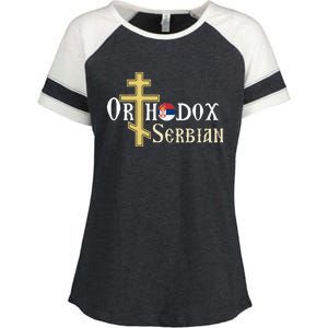 Orthodox Cross Symbol Serbian Christian Enza Ladies Jersey Colorblock Tee