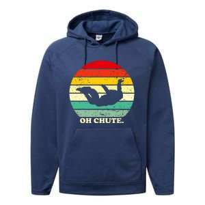 Oh Chute | Skydiving Skydive Sky Diving Skydiver Performance Fleece Hoodie