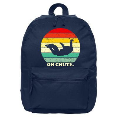 Oh Chute | Skydiving Skydive Sky Diving Skydiver 16 in Basic Backpack