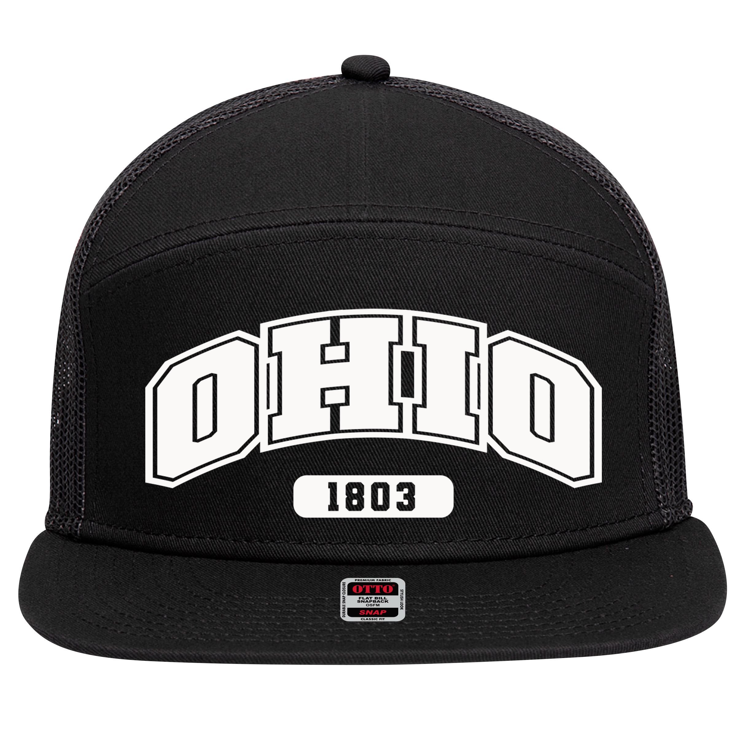 Ohio Collegiate Style 1803 7 Panel Mesh Trucker Snapback Hat