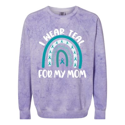 Ovarian Cancer Support Awareness Boho I Wear Teal For My Mom Gift Colorblast Crewneck Sweatshirt