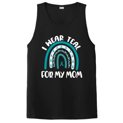 Ovarian Cancer Support Awareness Boho I Wear Teal For My Mom Gift PosiCharge Competitor Tank