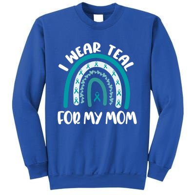 Ovarian Cancer Support Awareness Boho I Wear Teal For My Mom Gift Sweatshirt