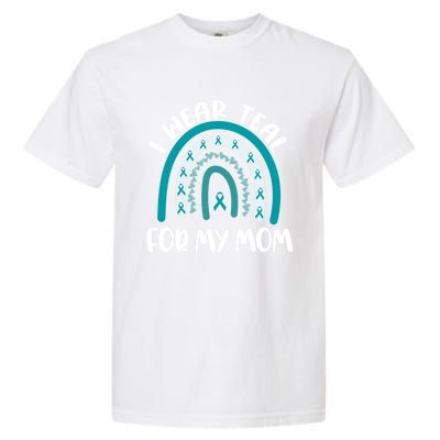 Ovarian Cancer Support Awareness Boho I Wear Teal For My Mom Gift Garment-Dyed Heavyweight T-Shirt