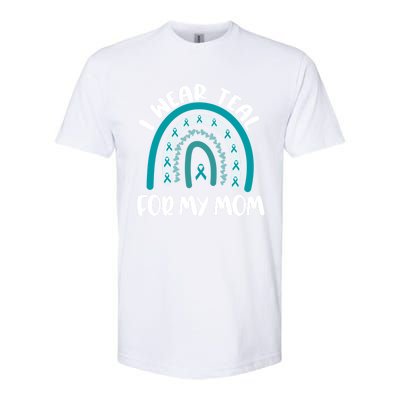 Ovarian Cancer Support Awareness Boho I Wear Teal For My Mom Gift Softstyle CVC T-Shirt