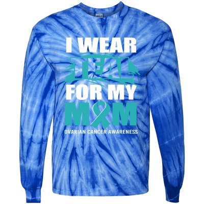 Ovarian Cancer Support I Wear Teal For My Mom Cute Gift Tie-Dye Long Sleeve Shirt