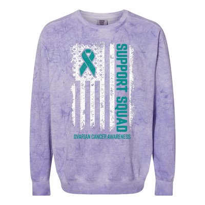 Ovarian Cancer Support Squad Ovarian Cancer Awareness Colorblast Crewneck Sweatshirt