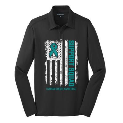 Ovarian Cancer Support Squad Ovarian Cancer Awareness Silk Touch Performance Long Sleeve Polo