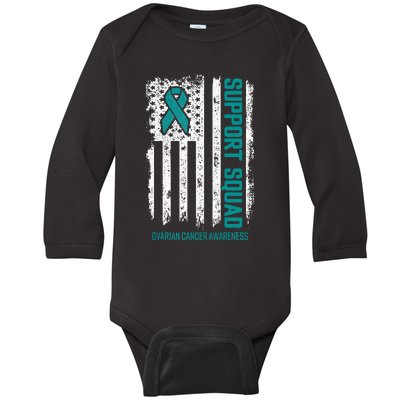 Ovarian Cancer Support Squad Ovarian Cancer Awareness Baby Long Sleeve Bodysuit