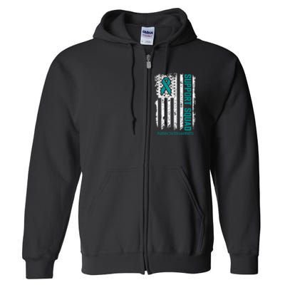 Ovarian Cancer Support Squad Ovarian Cancer Awareness Full Zip Hoodie