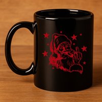 Offensive Christmas Santa Claus Middle Finger Humor 11oz C Handle Ceramic Mug