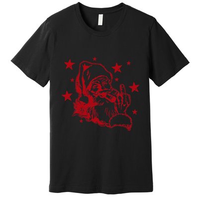 Offensive Christmas Santa Claus Middle Finger Humor Premium T-Shirt