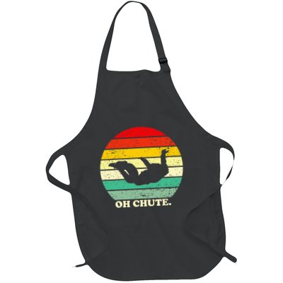 Oh Chute Skydiving Skydive Sky Diving Skydiver Full-Length Apron With Pockets