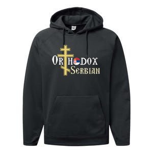 Orthodox Cross Symbol Serbian Christian Performance Fleece Hoodie