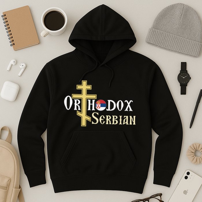 Orthodox Cross Symbol Serbian Christian Hoodie