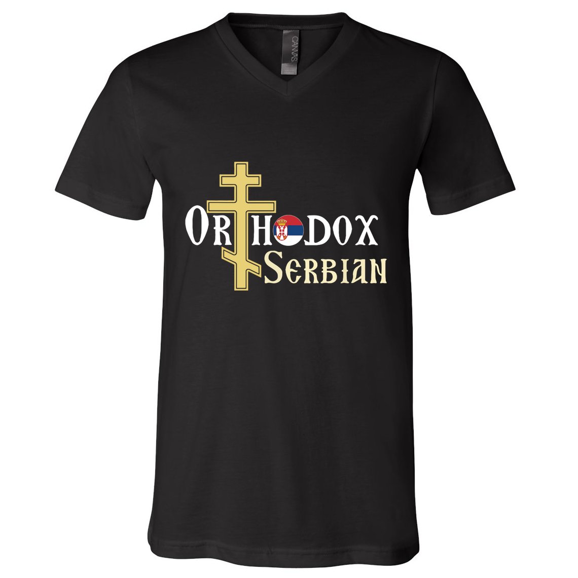Orthodox Cross Symbol Serbian Christian V-Neck T-Shirt