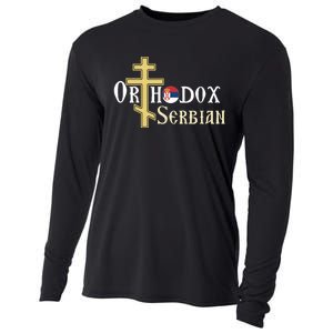 Orthodox Cross Symbol Serbian Christian Cooling Performance Long Sleeve Crew