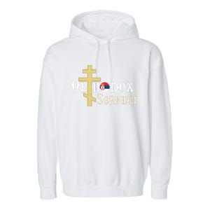 Orthodox Cross Symbol Serbian Christian Garment-Dyed Fleece Hoodie