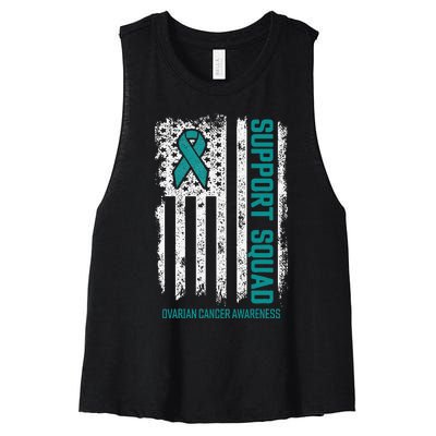 Ovarian Cancer Support Squad Ovarian Cancer Awareness Women's Racerback Cropped Tank