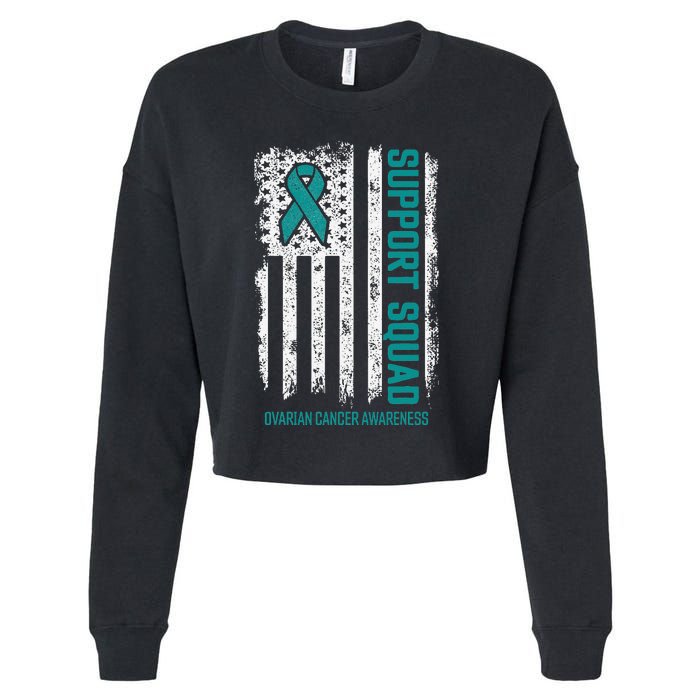 Ovarian Cancer Support Squad Ovarian Cancer Awareness Cropped Pullover Crew