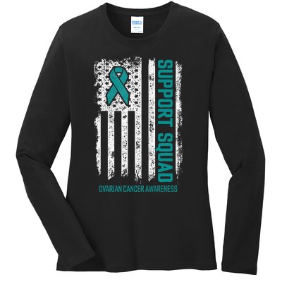 Ovarian Cancer Support Squad Ovarian Cancer Awareness Ladies Long Sleeve Shirt