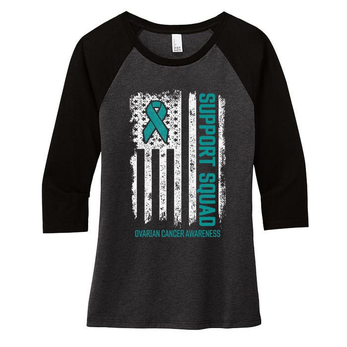 Ovarian Cancer Support Squad Ovarian Cancer Awareness Women's Tri-Blend 3/4-Sleeve Raglan Shirt