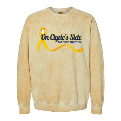 On ClydeS Side Baseball We Fight Together Cancer Awareness Colorblast Crewneck Sweatshirt