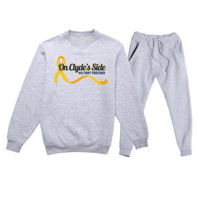 On ClydeS Side Baseball We Fight Together Cancer Awareness Premium Crewneck Sweatsuit Set