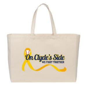 On ClydeS Side Baseball We Fight Together Cancer Awareness Cotton Canvas Jumbo Tote