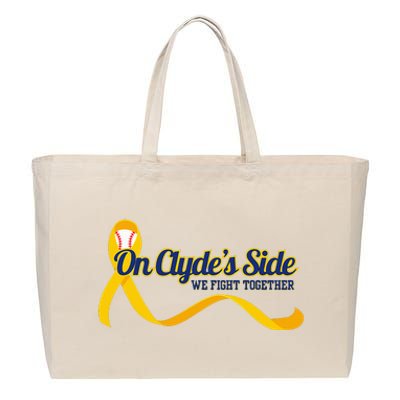 On ClydeS Side Baseball We Fight Together Cancer Awareness Cotton Canvas Jumbo Tote